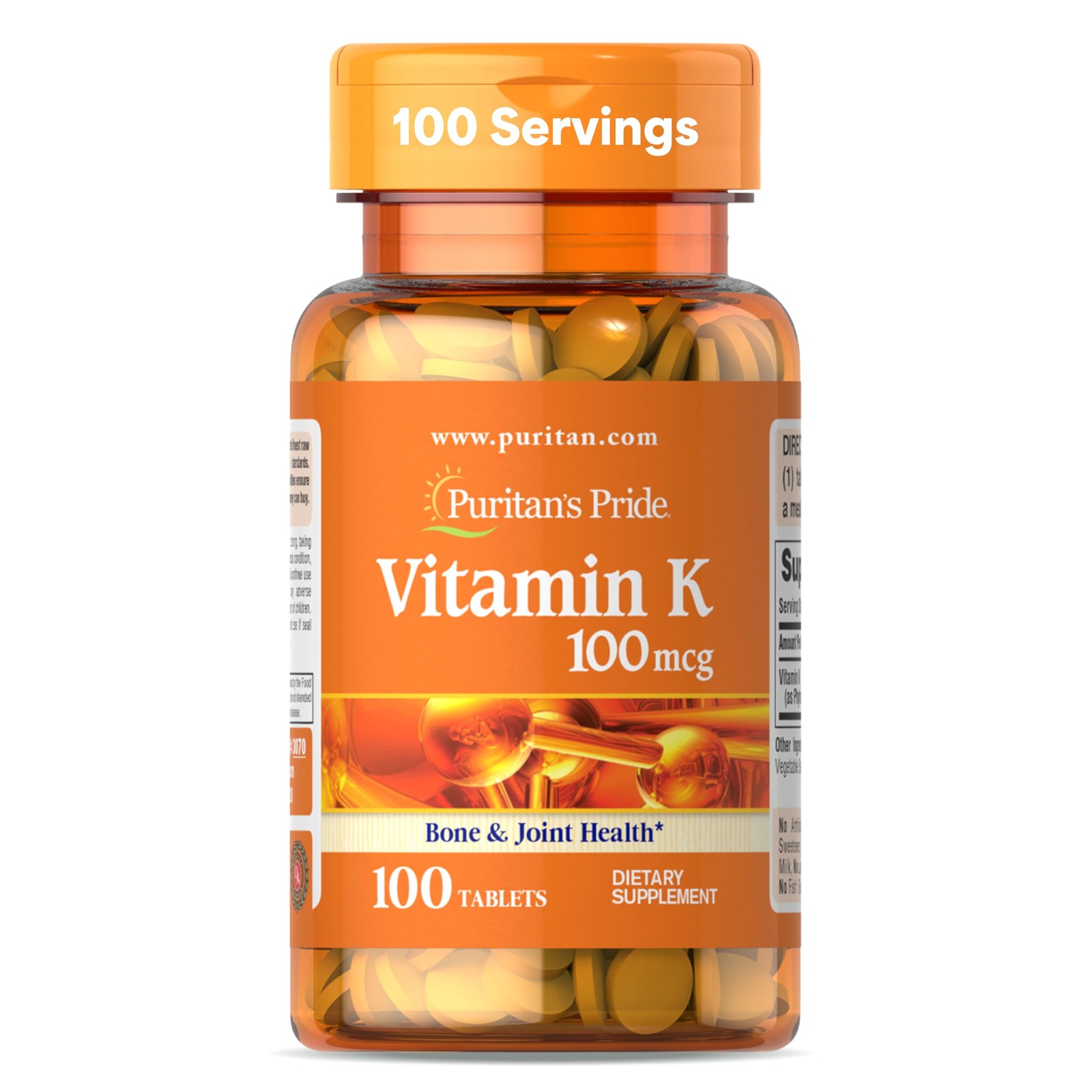 Puritan's Pride Premium Vitamin K 100mcg, 100 Count (Pack of 1), K 