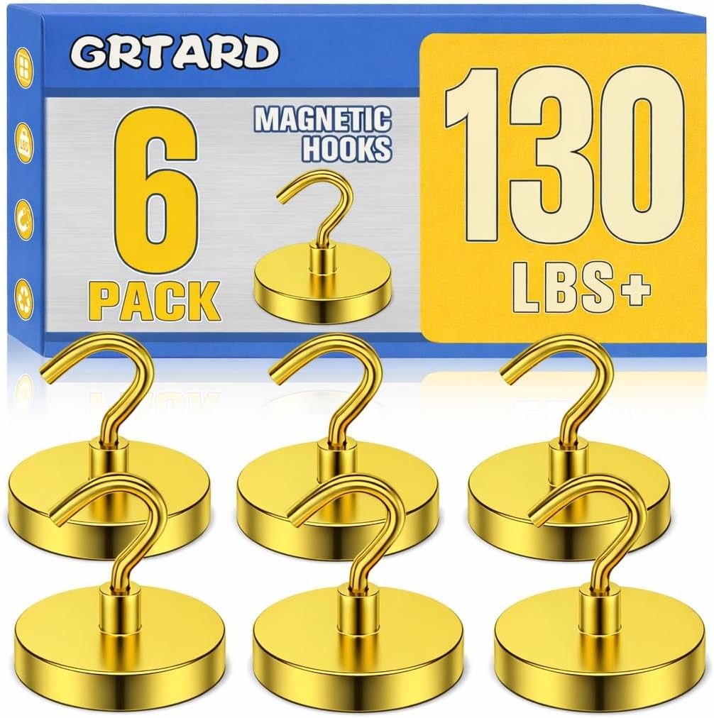 6 Pack Strong Magnetic Hooks for Fridge, Heavy Duty for Hanging