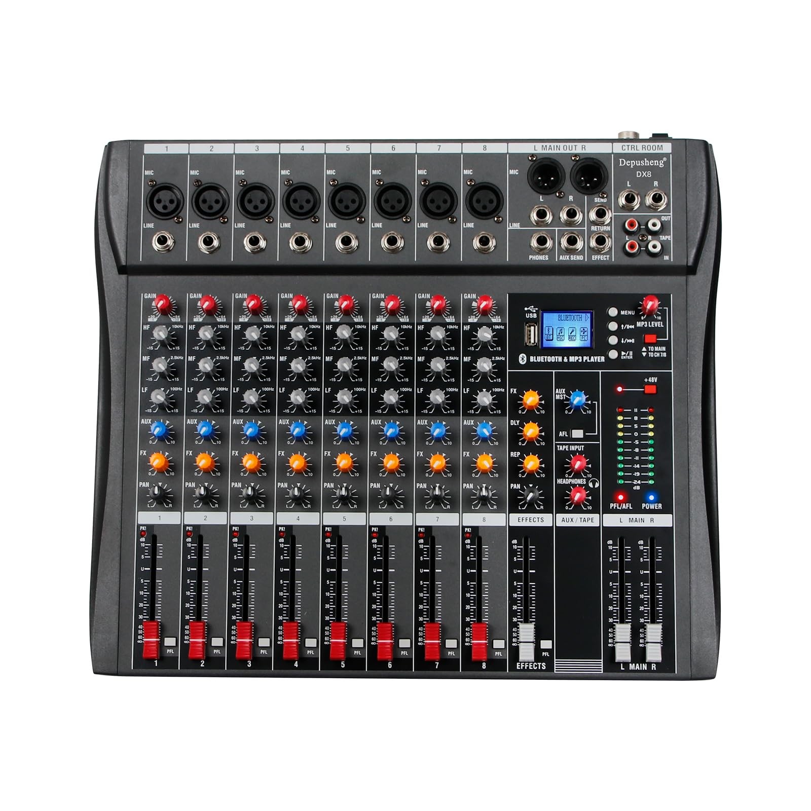 Depusheng Audio Mixer Professional 8 channel,DX8 Sound Board DJ Mixing Consol...