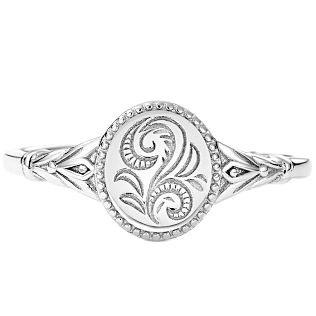 Jude Jewelers Stainless Steel Leaf Flower Signet Style Wedding Silver 