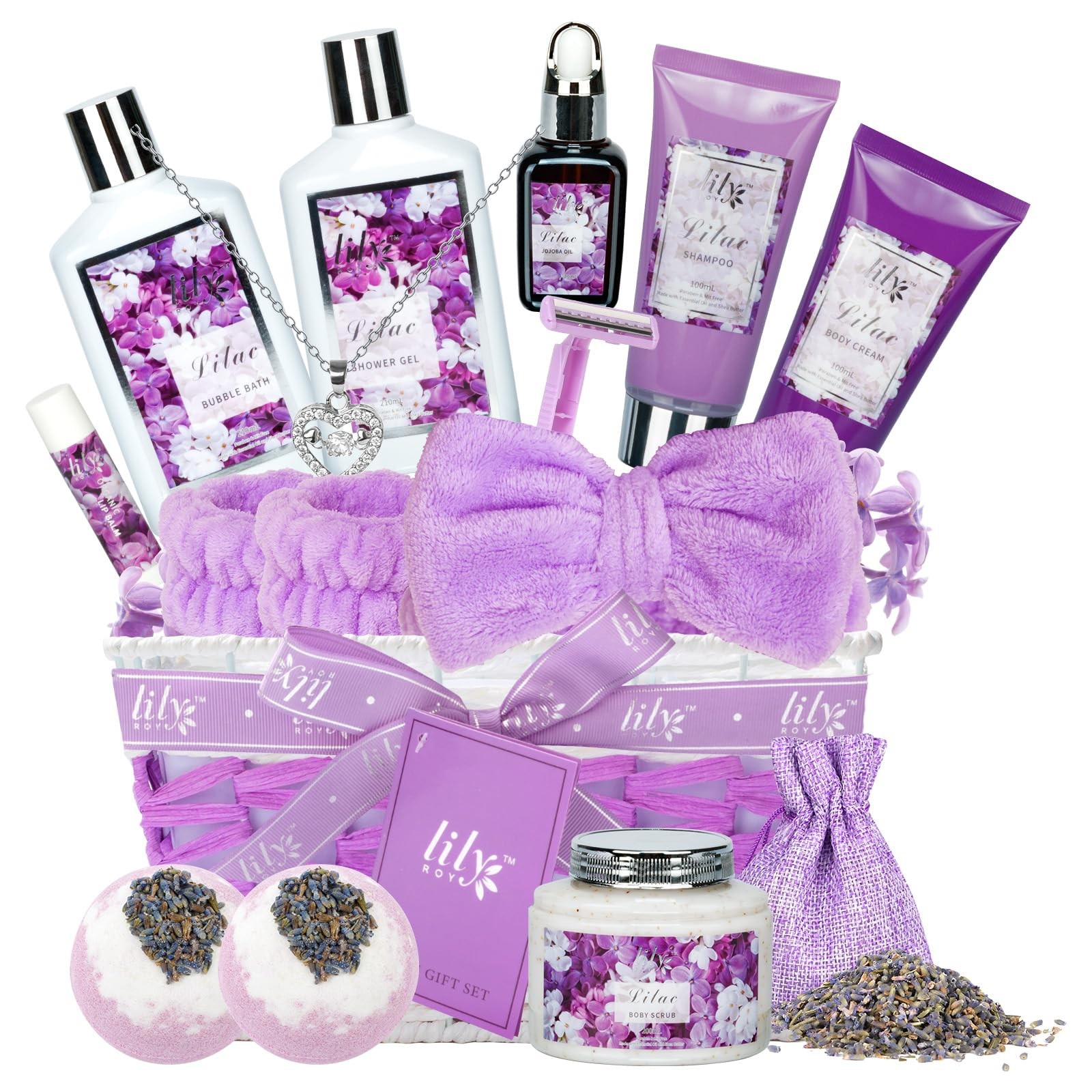 Mothers Day Gifts for Women 17-Piece Bath and Body Gift 17 Piece Set, Purple 