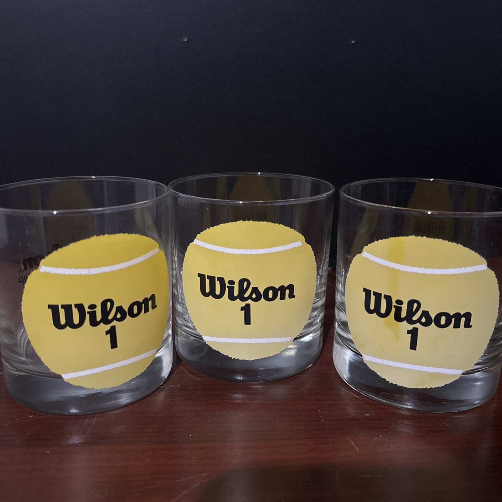 Wilson Championship Set of 3 Vintage 1970s #1 Two-sided Tennis Ball Glasses