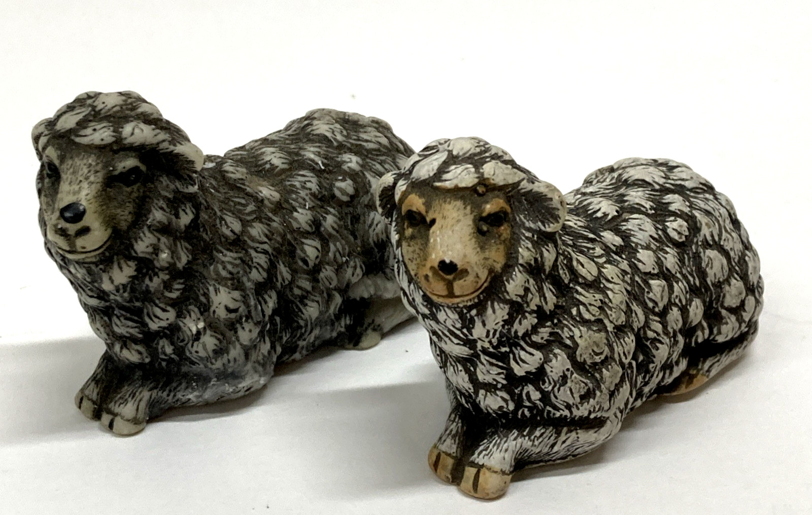 Sheep Lamb Laying Down Hand Painted Nativity Figurines Set of 2 Lipco