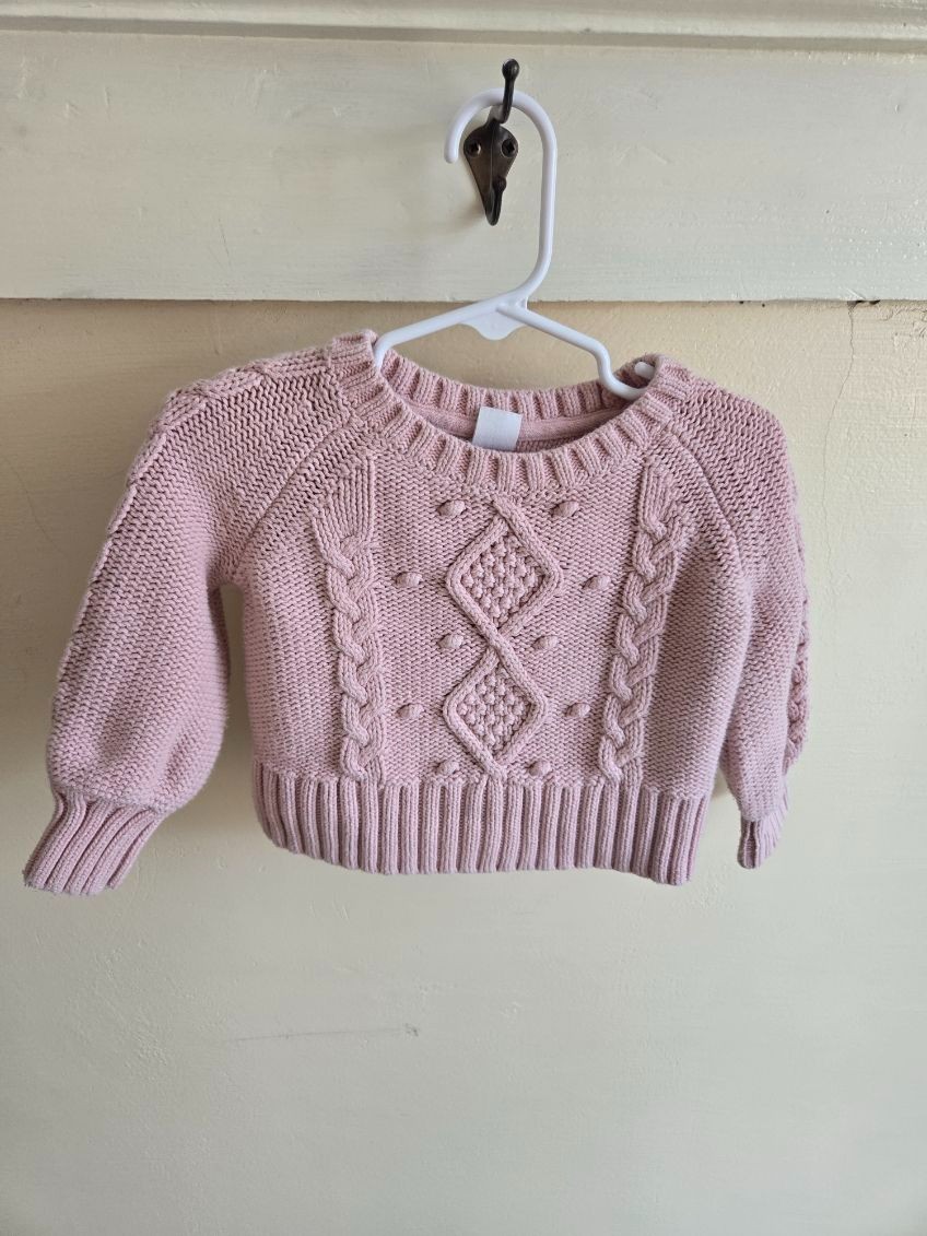 Baby Gap Cable-Knit Sweater Pink Size 12-18 Months 100% Cotton