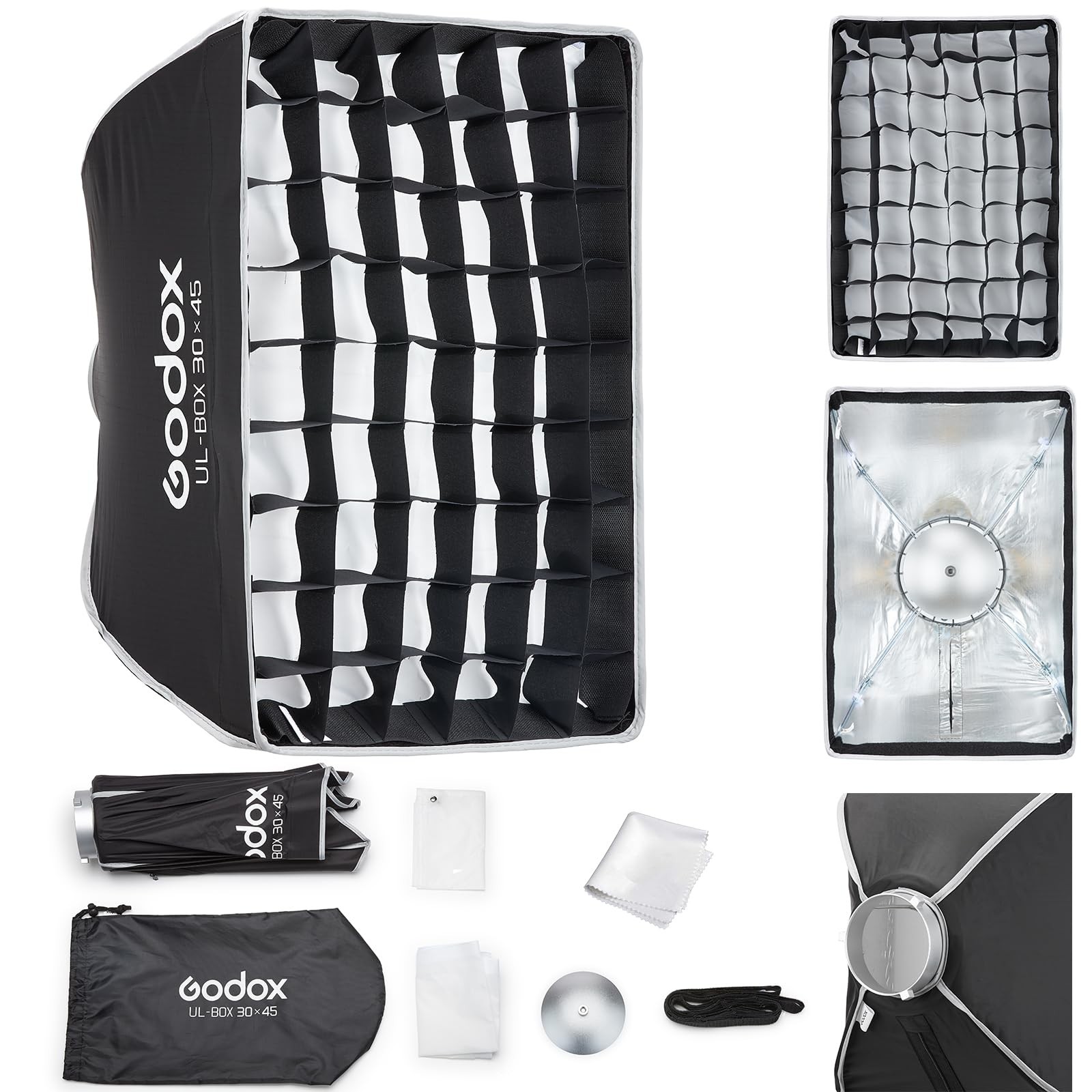 Softbox UL-30x45 11.8"x17.7" Rectangular Softbox, Quick-Release Umbrella Desi...