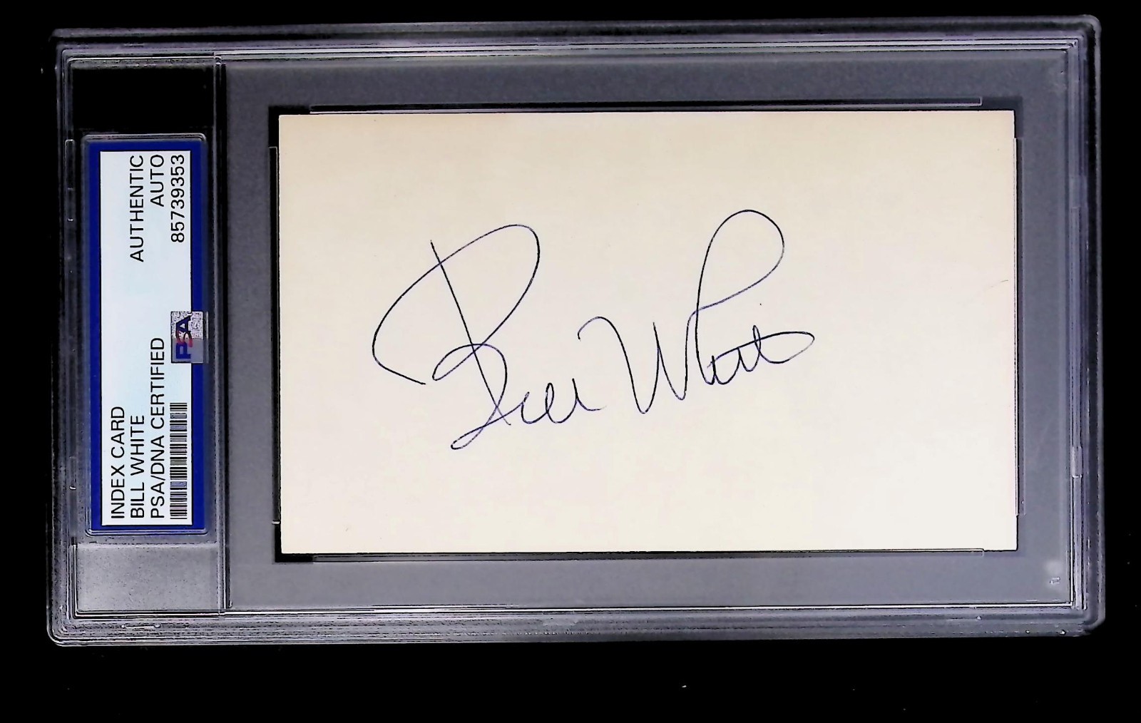 Bill White - Index Card Autograph  - PSA Tallboy Holder - 85739353