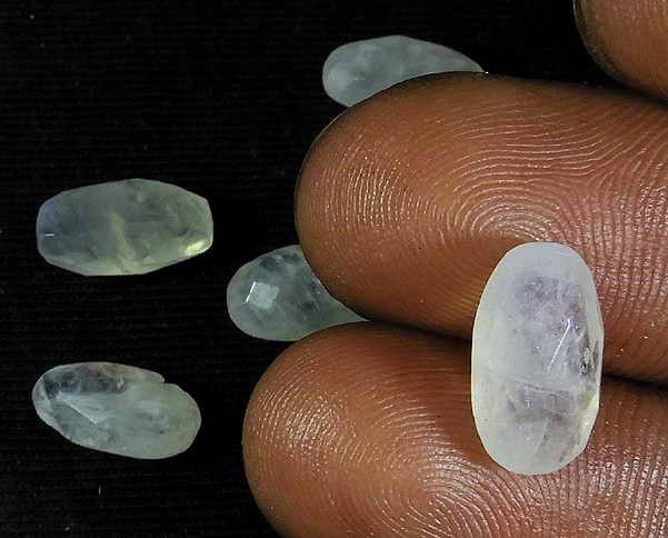 6X12MM Natural Rainbow Moonstone briolette cut Oval Gemstone 5Pcs Lot