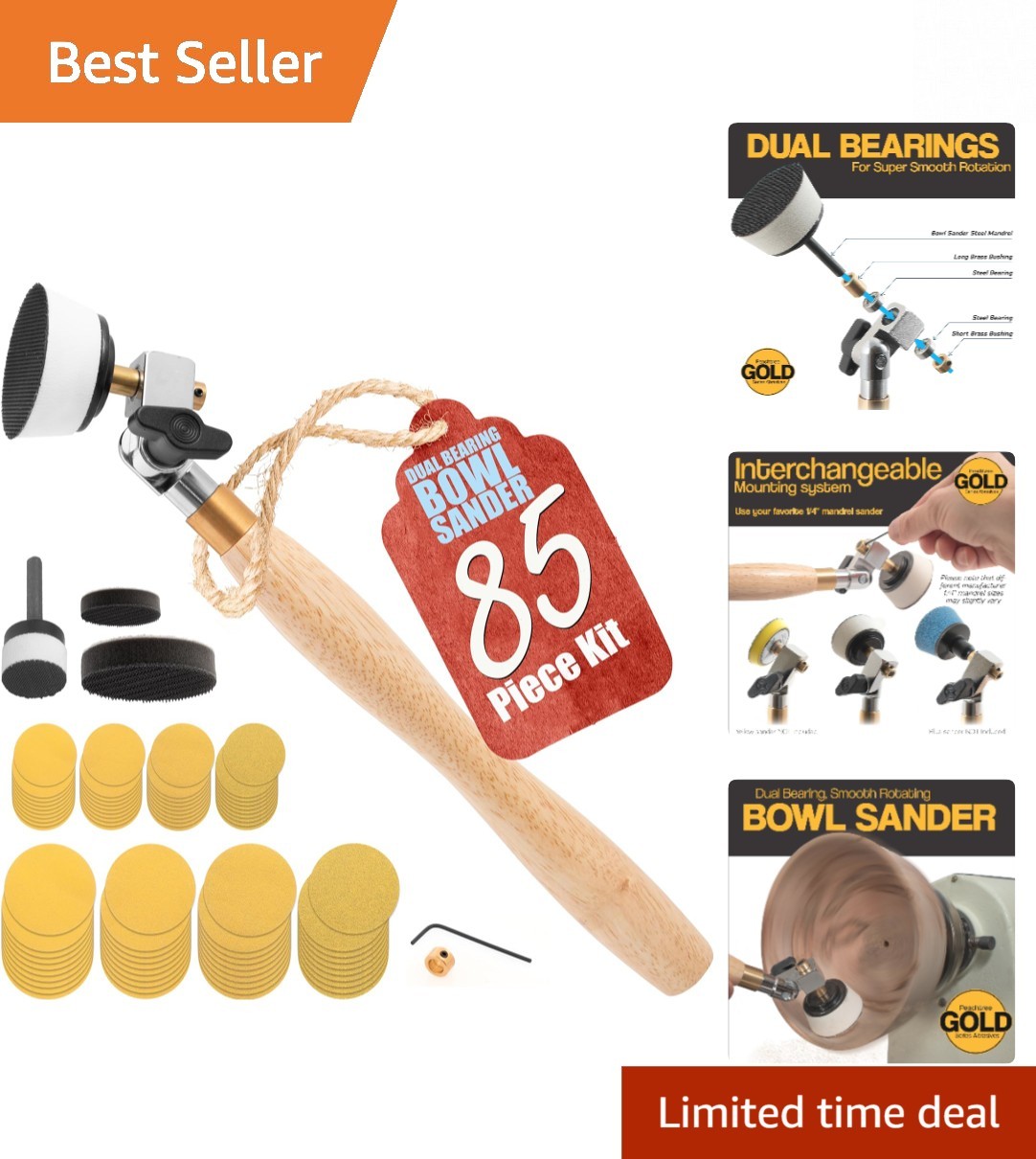 Effortless Woodturning with 2" Sanding Discs & Adjustable Bowl Sander Kit