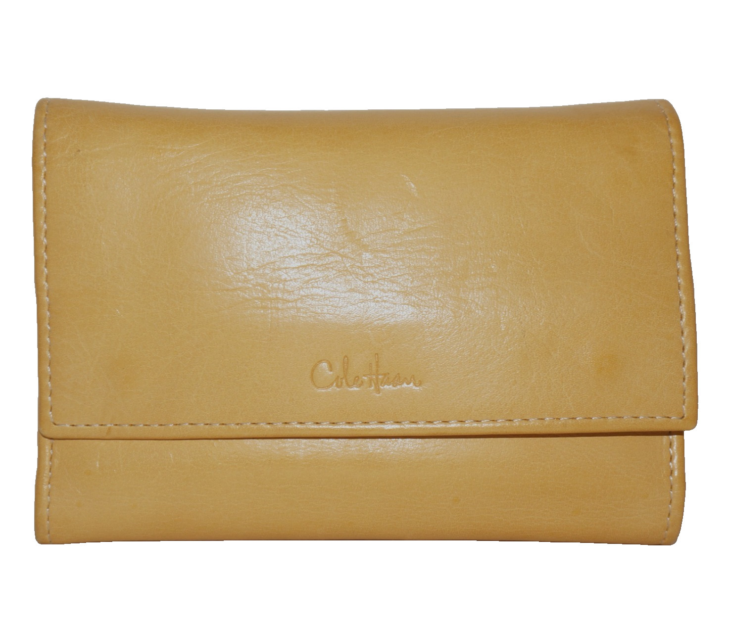 COLE HAAN Desert Yellow Leather Jewelry Wallet 4" x 5.5"