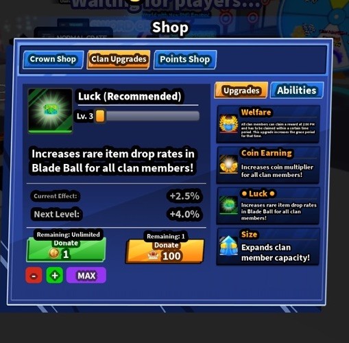 Roblox blade ball clan level 3
