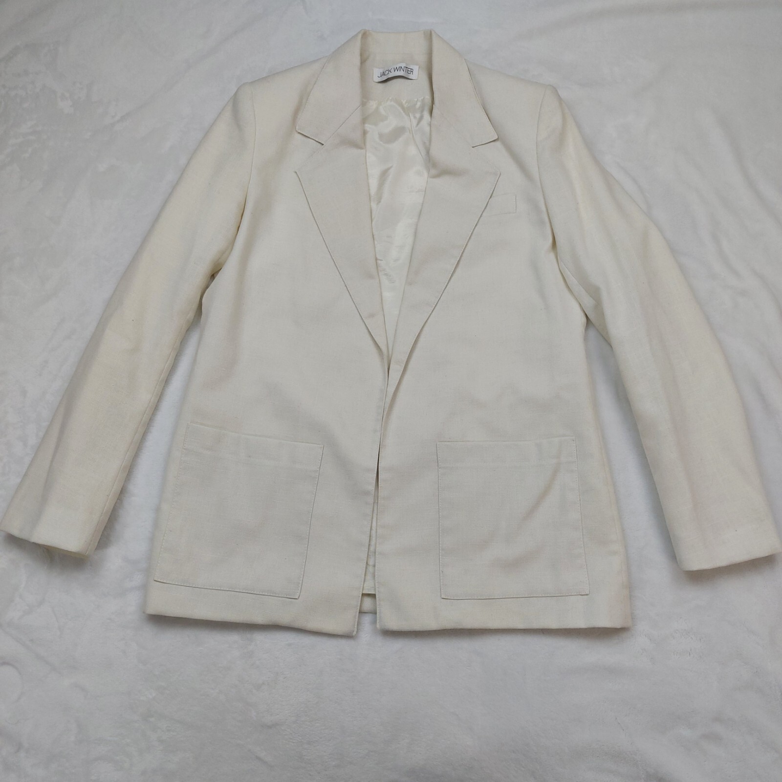 JACK WINTER WOMEN'S VINTAGE CREAM COLORED POLY LINEN BLEND BLAZER SIZE 10