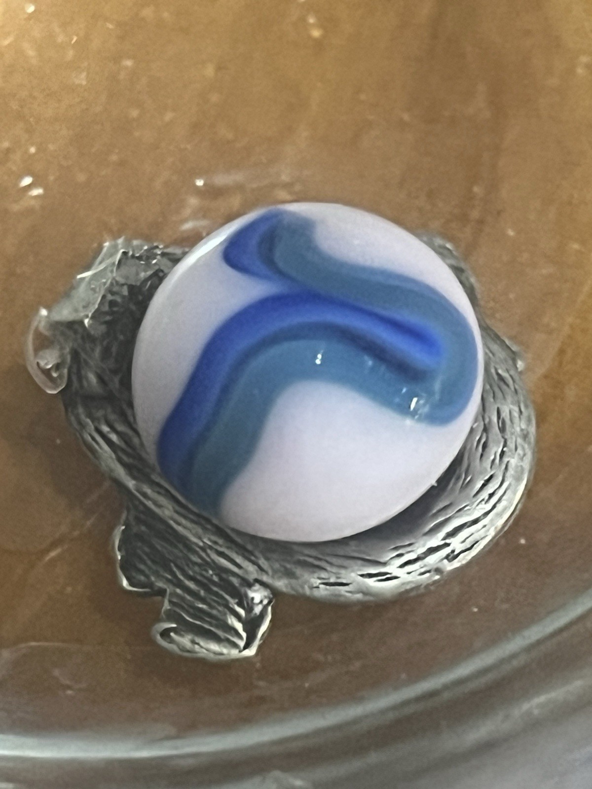 Vintage West Virginia Swirl Marble Shades Of Blue On Opaque Lilac Base .56 Mint