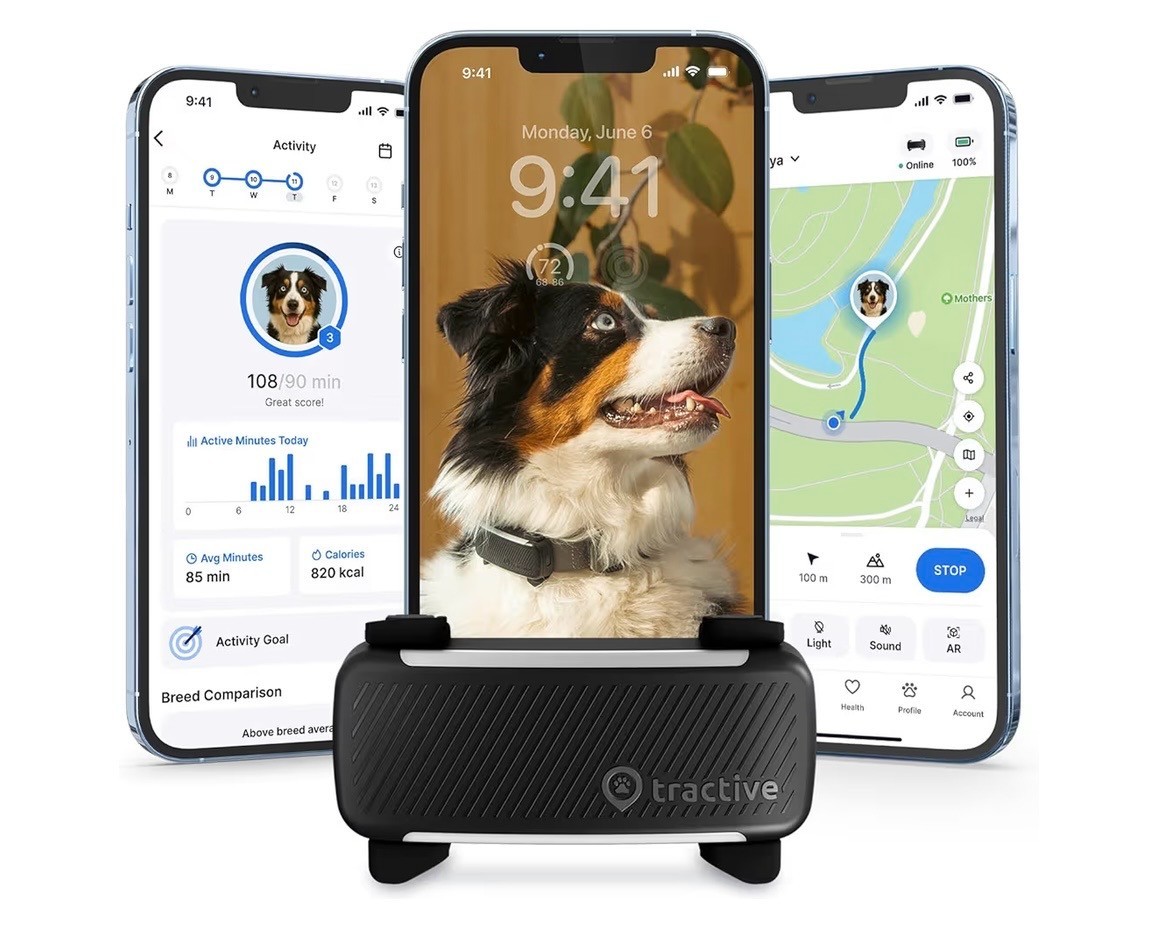 Tractive Smart Dog GPS Tracker | Live Pet Tracker with Virtual Fence | Vital Sig