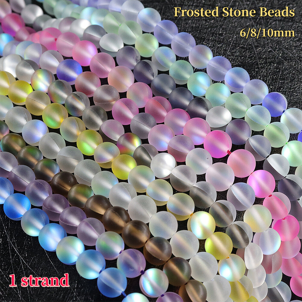 1 Strand Frosted Stone Beads Polish Round beads for DIY Bracelet 6/8/10mm