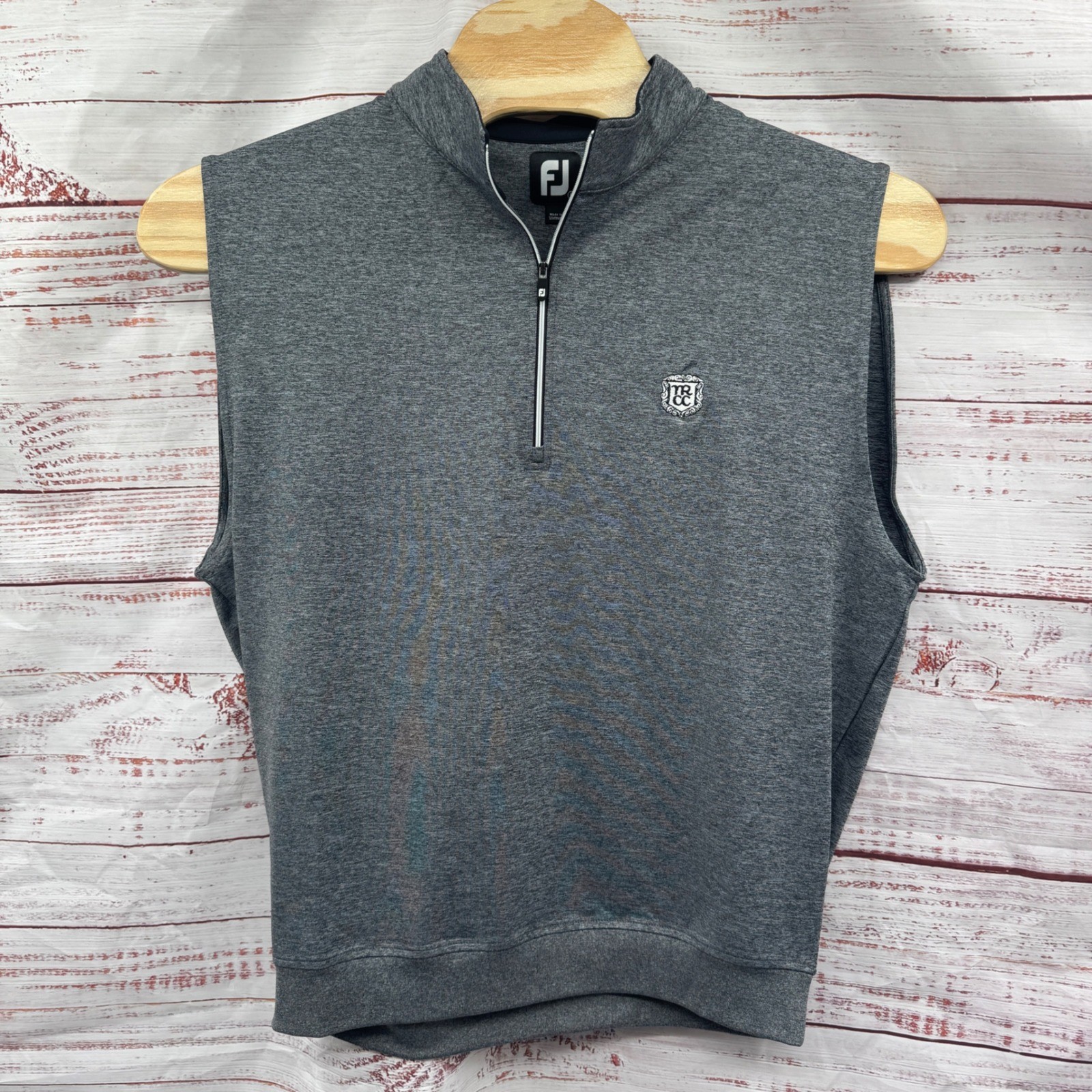 Footjoy Golf Vest Mens Large Quarter Zip Sleeveless Grey Pullover Performance