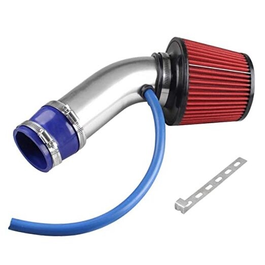  76mm 3" Universal Cold Air Intake Kit Aluminum Turbo Filter High-Flow Sliver