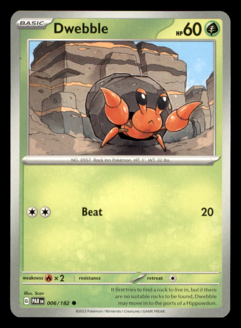 Dwebble Common SV04: Paradox Rift 006/182 NM Normal Pokemon