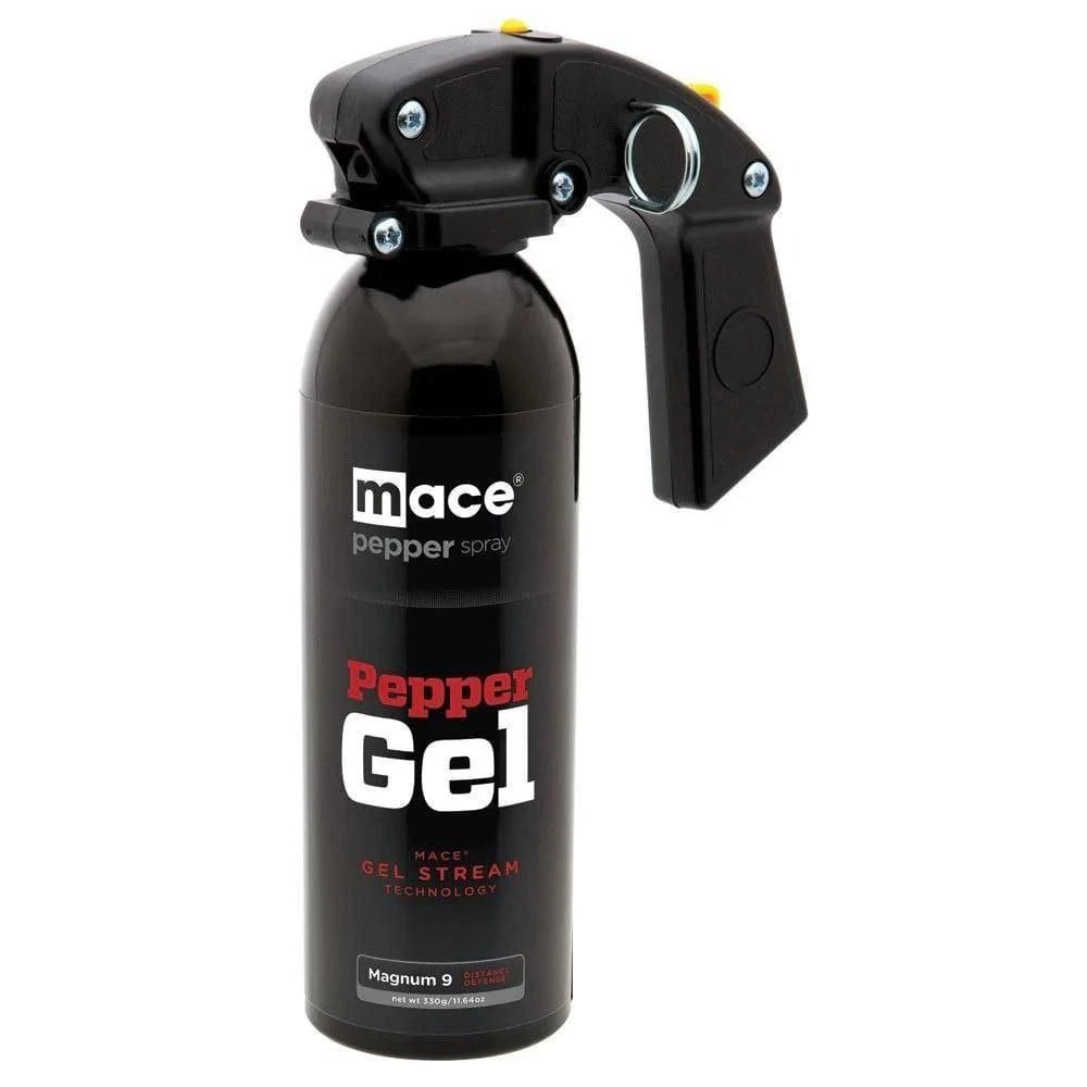 Mace Magnum 9 Pepper Gel Stream 25ft NoWind UV Dye Max Strength Pistol Grip 330g