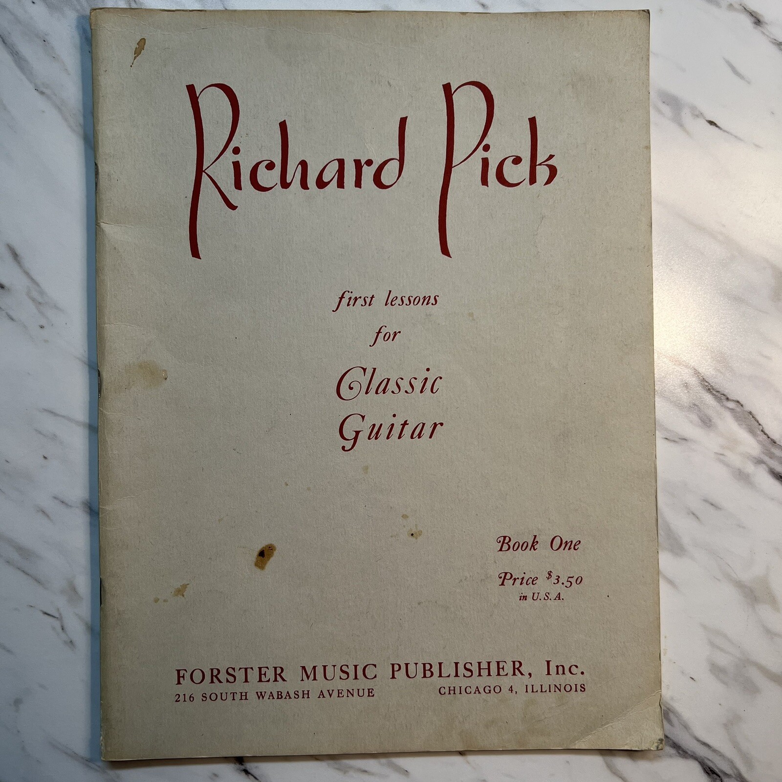 Richard Pick First Lessons for Classic Guitar Book 1 Acoustic Guitar Instruction
