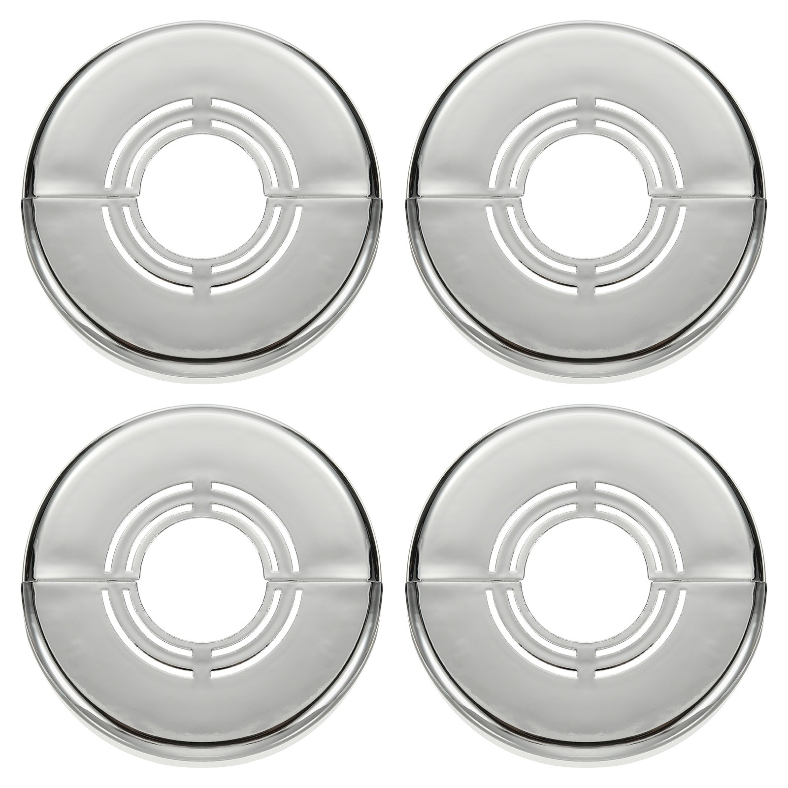 4pcs Wall Split Flange 0.39" Plastic Round Split Flange Pipe Cover, Silver