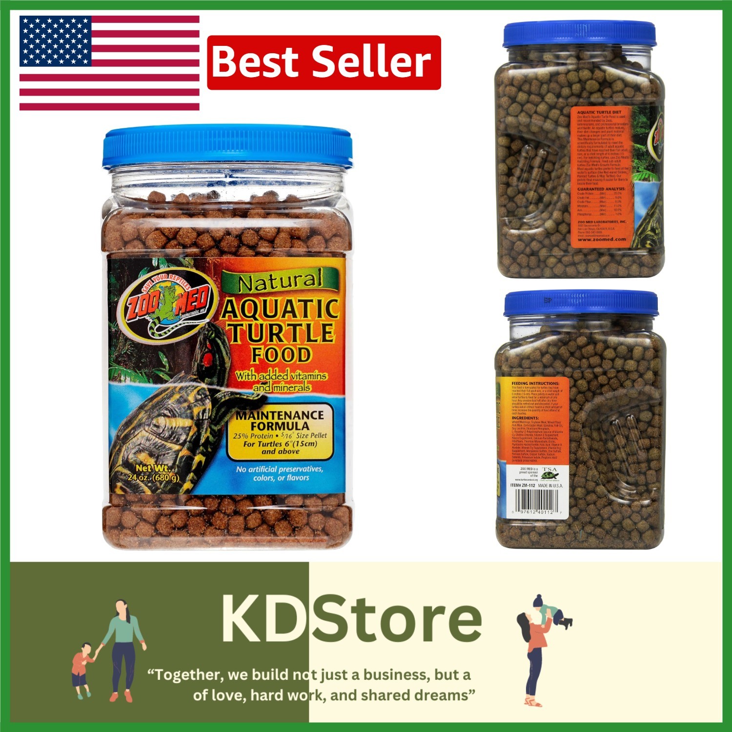 Natural Aquatic Turtle Food, 24oz - Floating Pellets for Easy Feeding