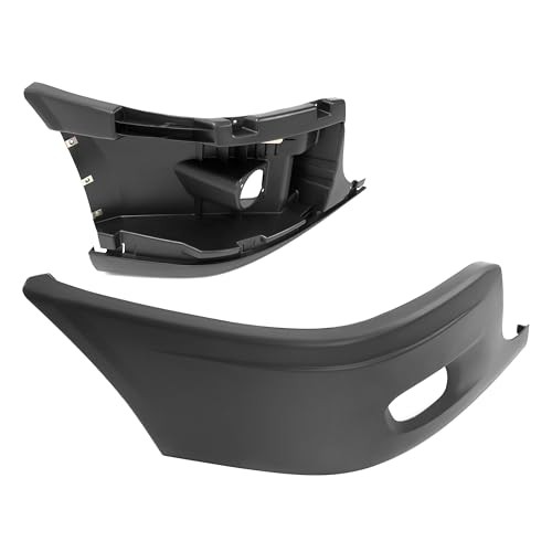 Front Bumper End Cap & RH Cap & Reinforcement Black W/Fog Light Hole