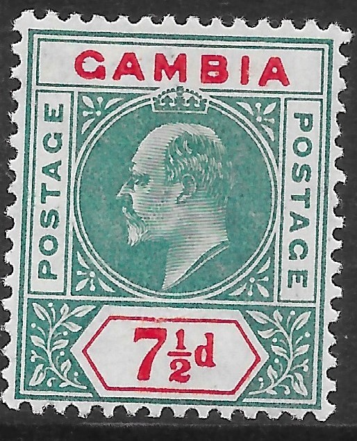 GAMBIA SG65 1905 7½d GREEN & CARMINE MTD MINT