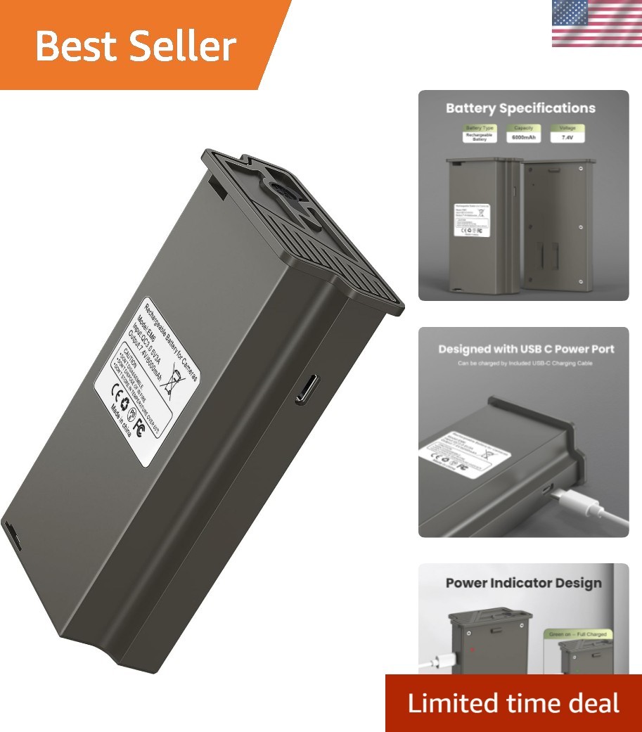 Powerful 6000mAh Lithium-ion Battery for Reveal Trail Cameras - USB-C Included