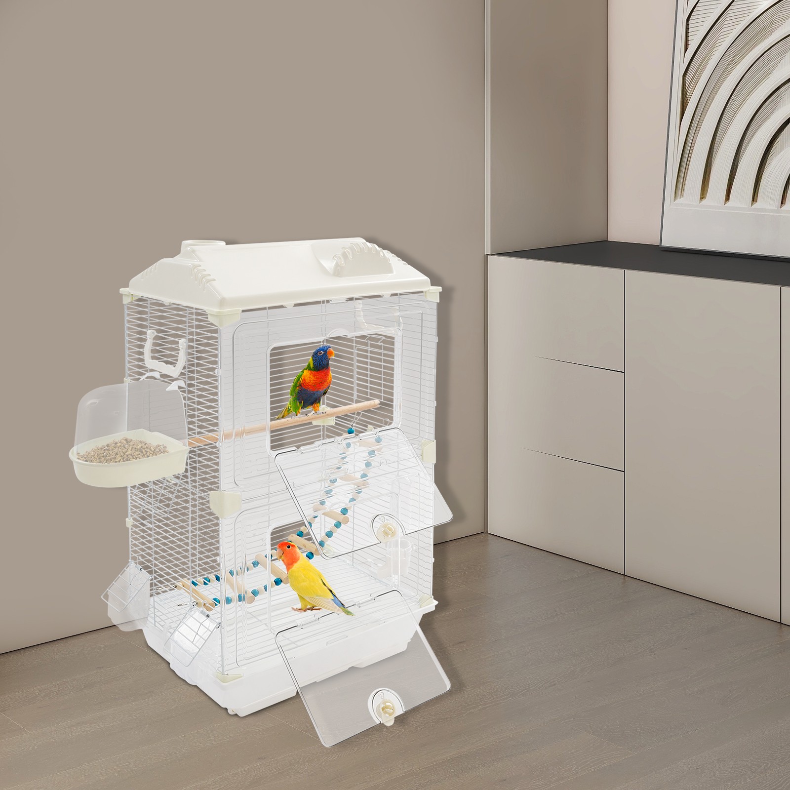 Bird Cage with Food Bowls Bath, Flight Cage, Bird Cage for Medium & Small Birds