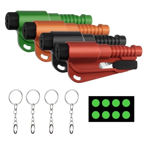 4-Pack Window Breaker Seatbelt Cutter - Emergency Escape Tool with Glass
