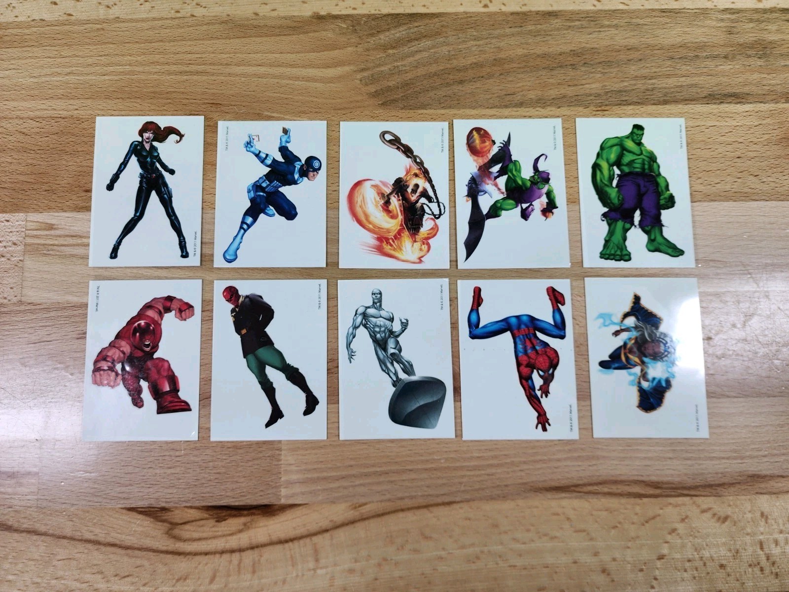 Rare 2011 Temporary Tattoos Marvel Super Heroes Comics Complete Set Of 10