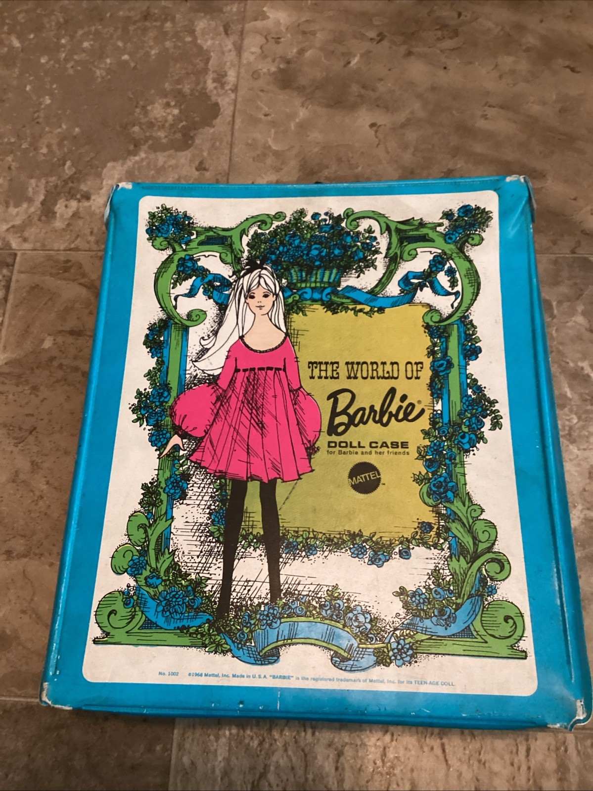 Vintage 1968 Mattel Blue The World of Barbie Latched Vinyl Doll Storage Case