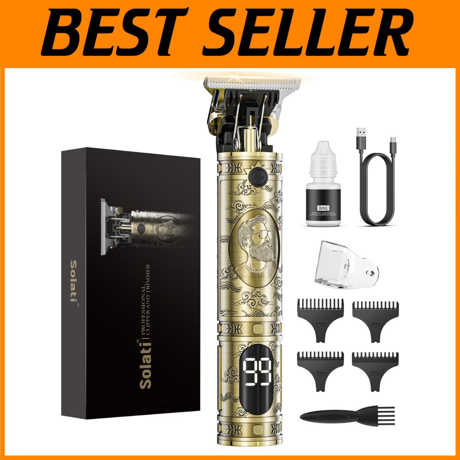 Lightweight Rechargeable Beard Trimmer with Titanium Blades