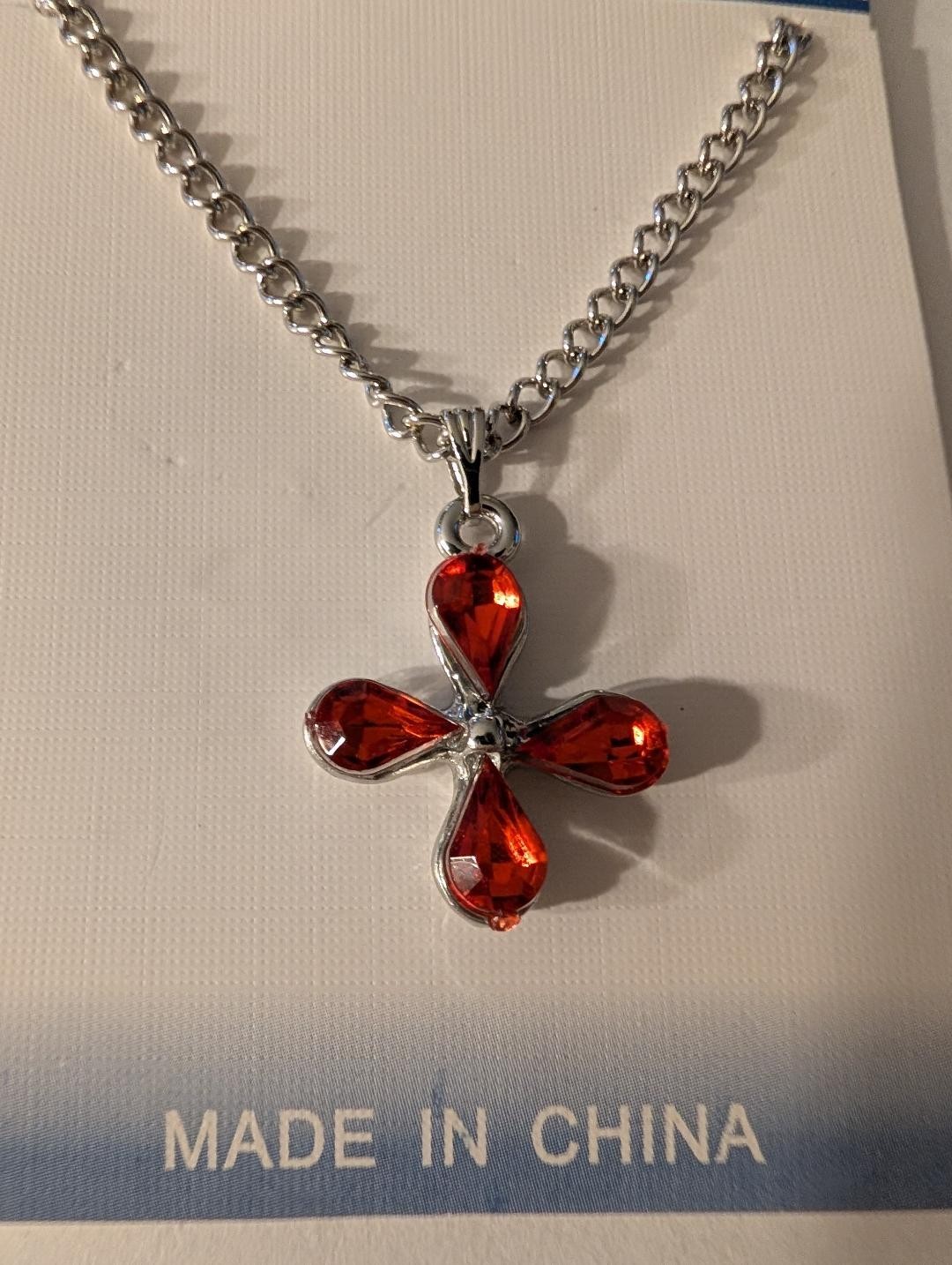 N5 Childrens Necklace Jewelry Girls Red Flower