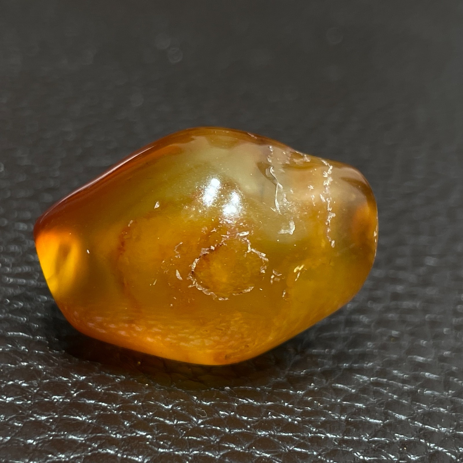 Natural Yellow Ice Agate Ancient Beads Tibetan DZI Beads Amulet Pendant #4555