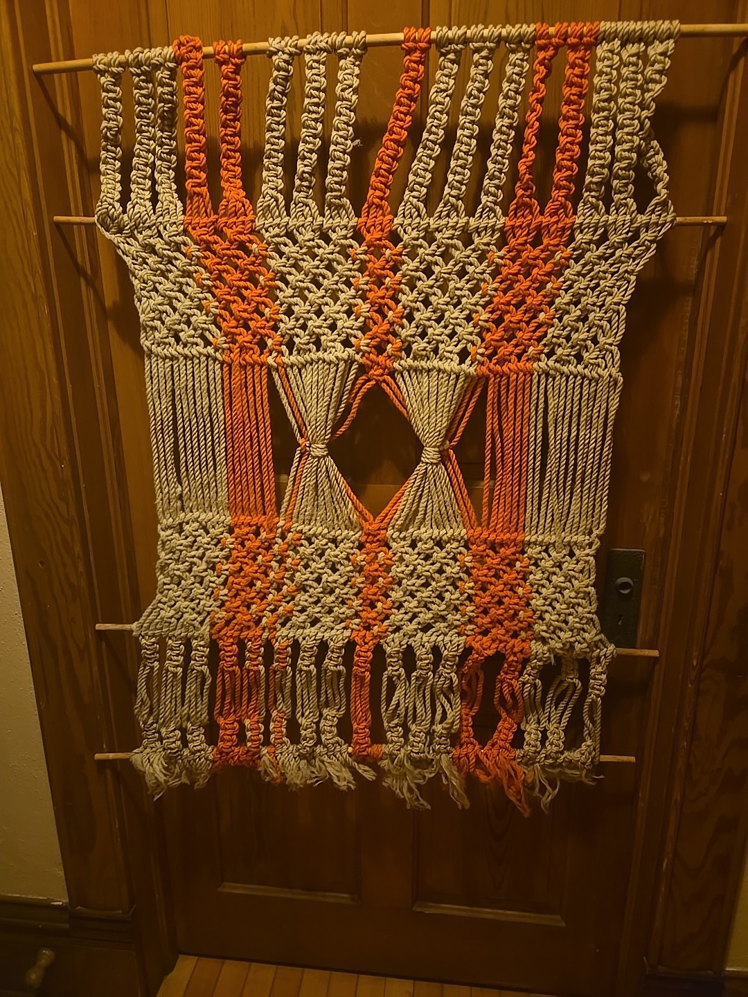 Vintage 1970s Macrame Decorative Hanging Boho Hippie 36" X 45"
