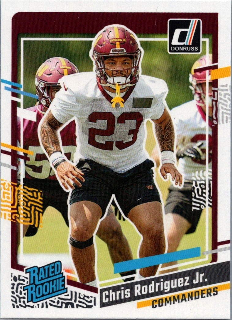 2023 Panini Donruss Rated Rookie Chris Rodriguez JR #398 Commanders Rookie