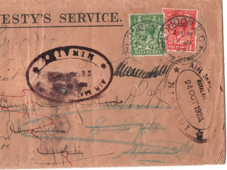 IRAQ AIR MAIL Cover GB/EGYPT FORWARDED Official *RAF* FLOWN HINAIDI Oval KT111