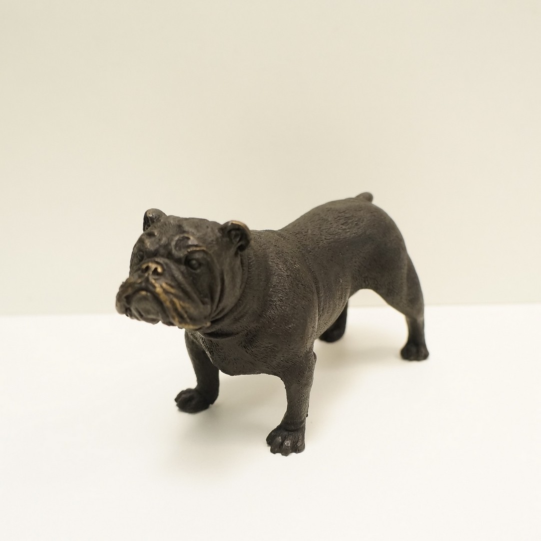 Art Deco Style Statue Sculpture Dog Bulldog Wildlife Art Nouveau Style Bronze
