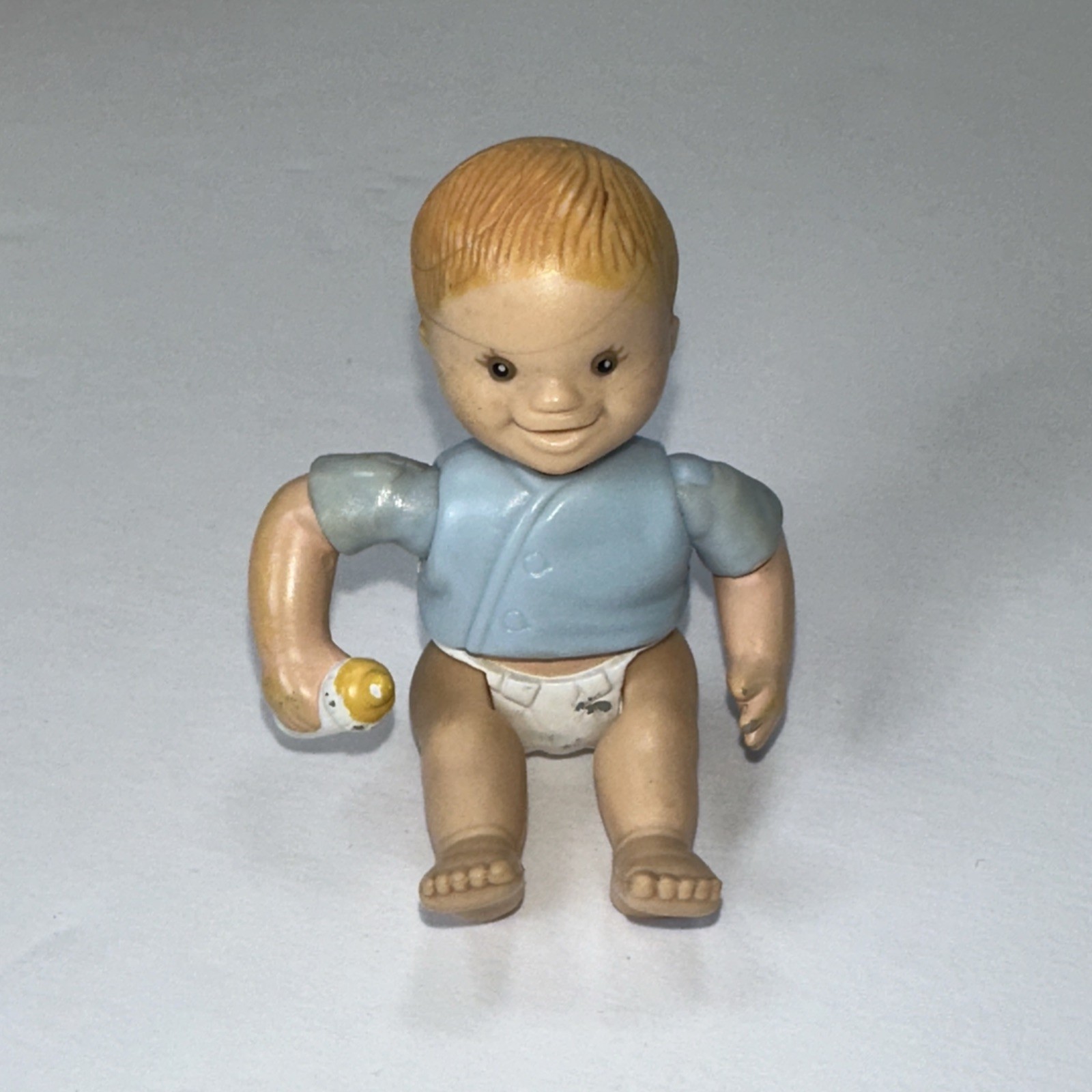 Vintage Fisher Price Loving Family Blonde Baby Boy Blue 2.5"