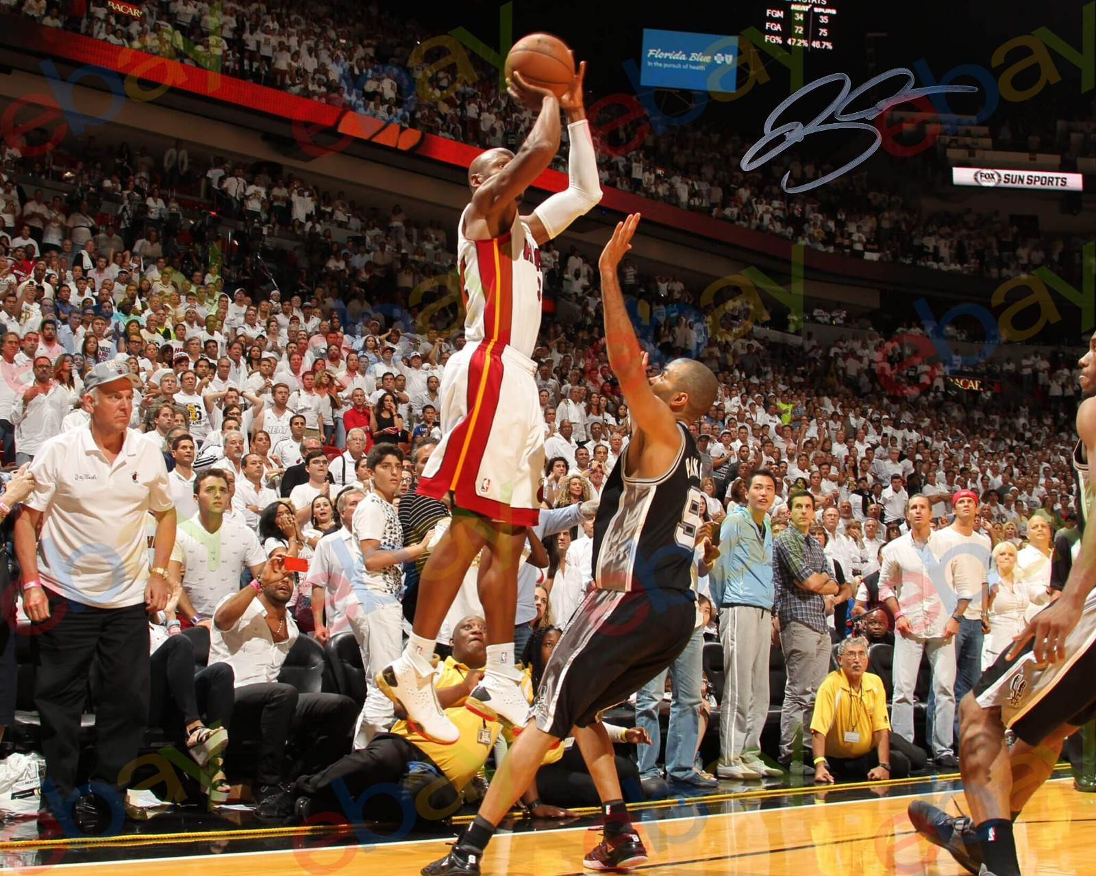 Ray Allen - REPRINT auto signed 8x10 Photo Iconic Game 6 shot Miami Heat