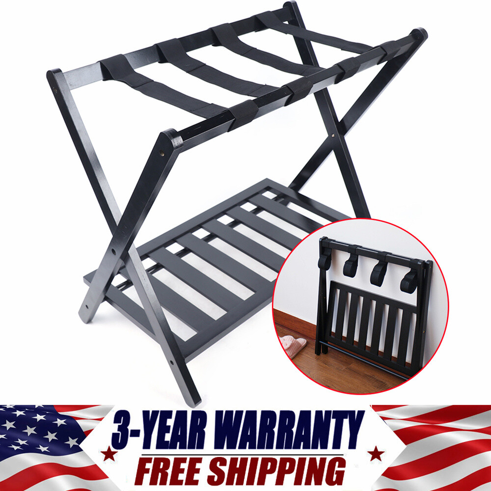 Folding Luggage Rack,Shoe Shelf,Wooden Stand Travel Suitcase Bags Storage Holder