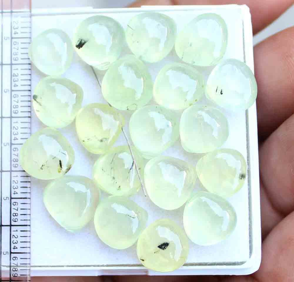 72.1 Ct NATURAL GREEN Prehnite 10.5 MM TEARDROP BEADS Pear Briolette 19 Pcs