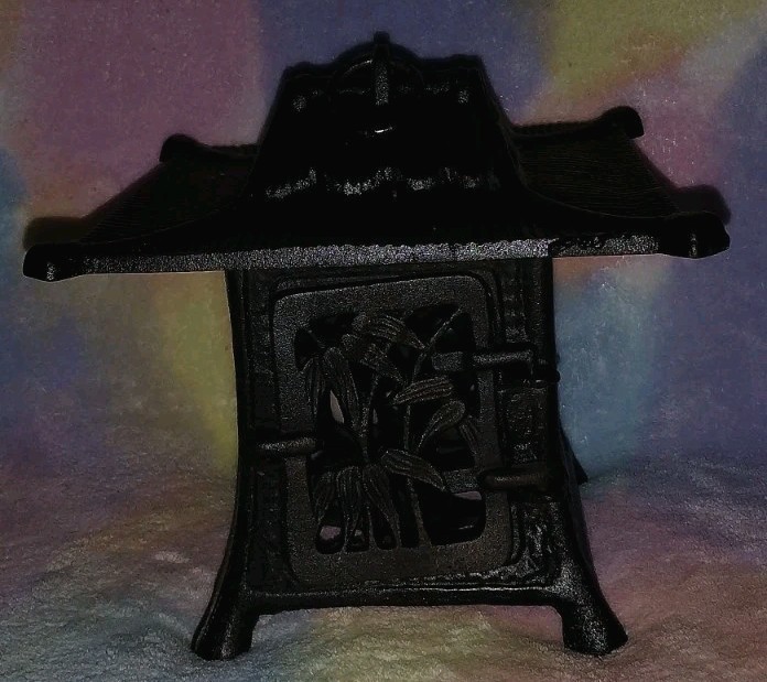 Antique Style Japanese Cast Iron Hanging Tea Light Lantern Pagoda *Heavy*