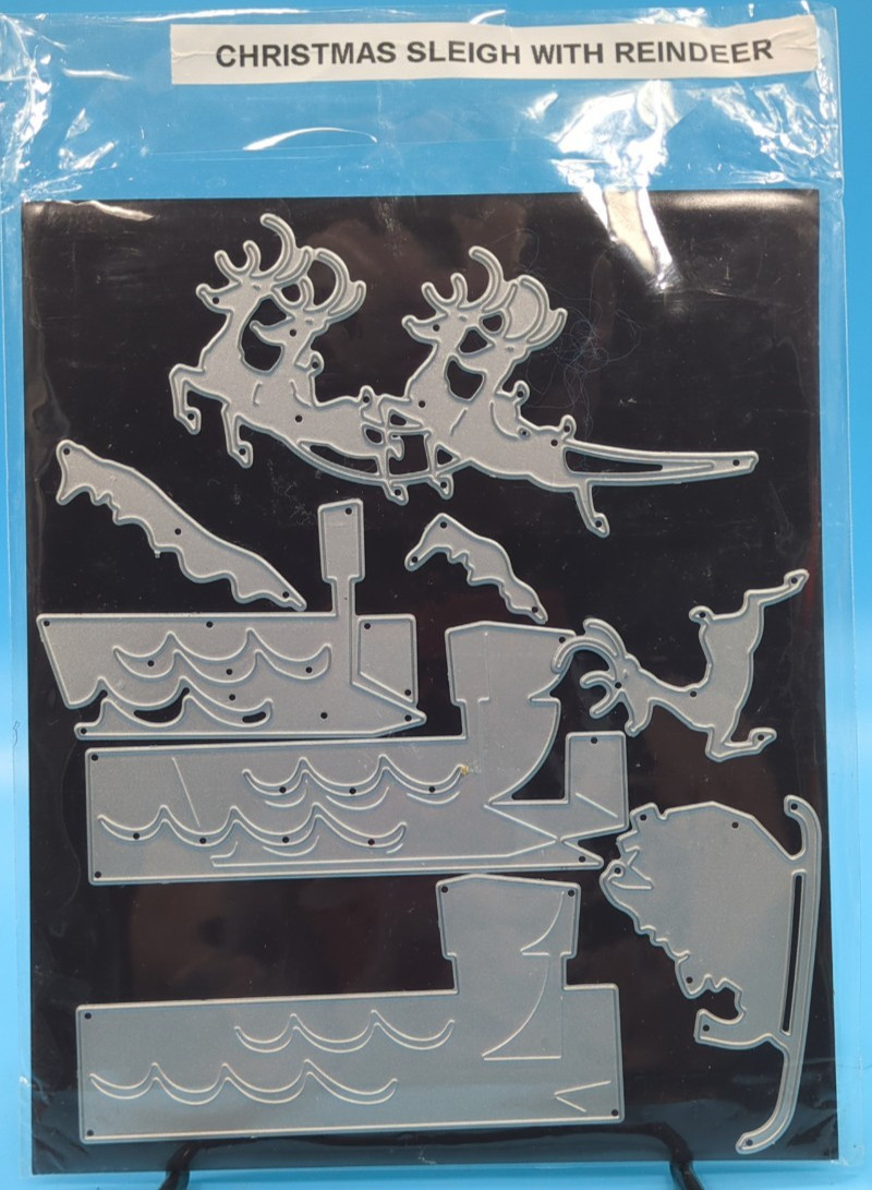 Christmas Sleigh With Reindeer Metal Cutting Die Set Holiday Craft