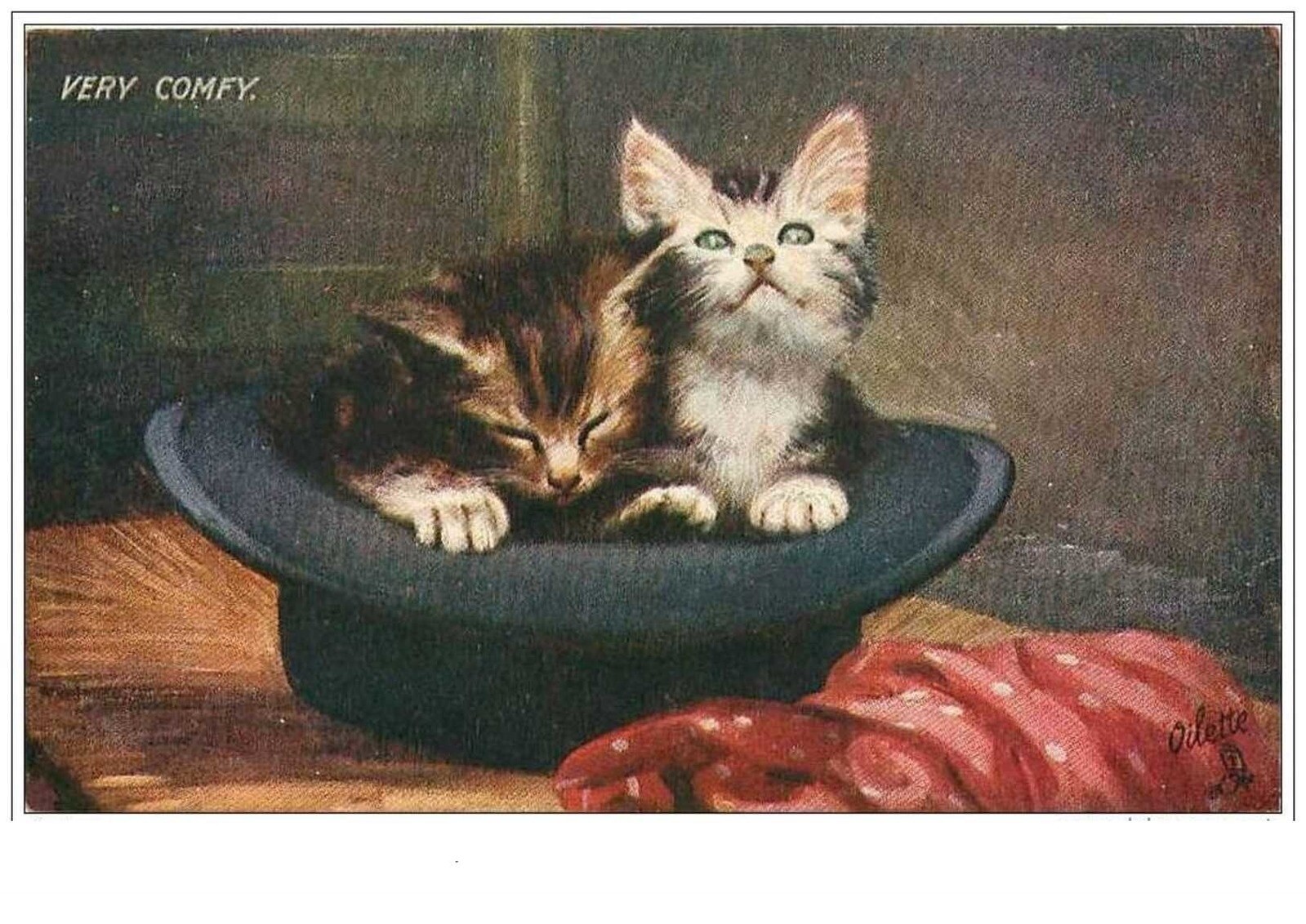Cats No. 1771 Very Comfy Kittens In A Hat