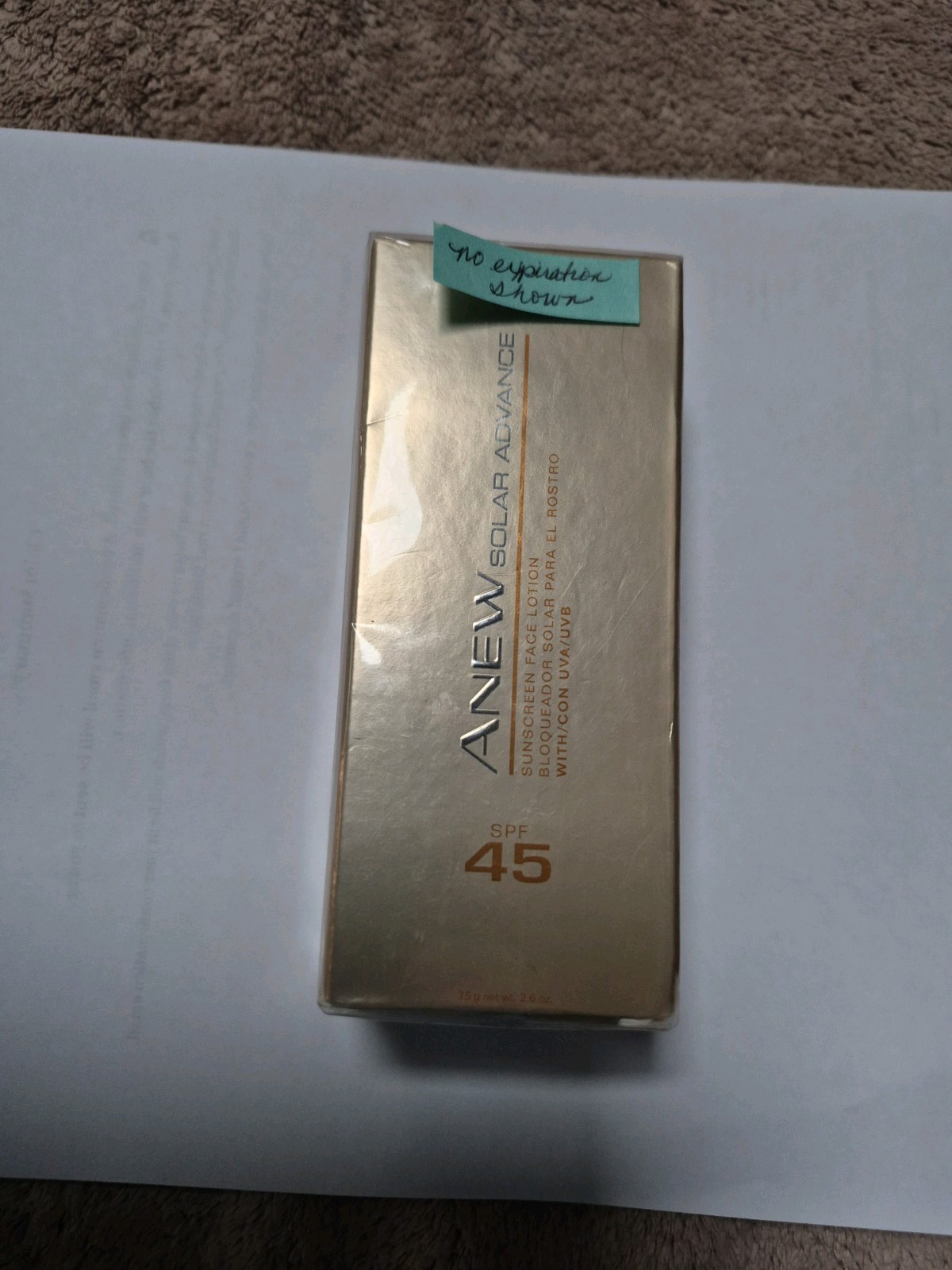 Avon Anew Solar Advance SPF 45 Sunscreen Face Lotion 2.6 oz UVA/UVB NIB