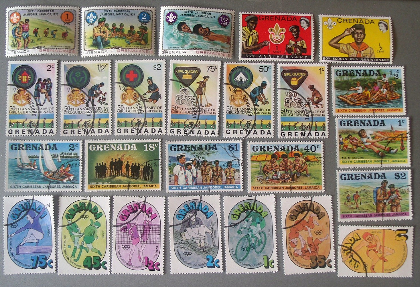 25 Greneda Stamps -  Lot#Ec6  Scouts and Sports