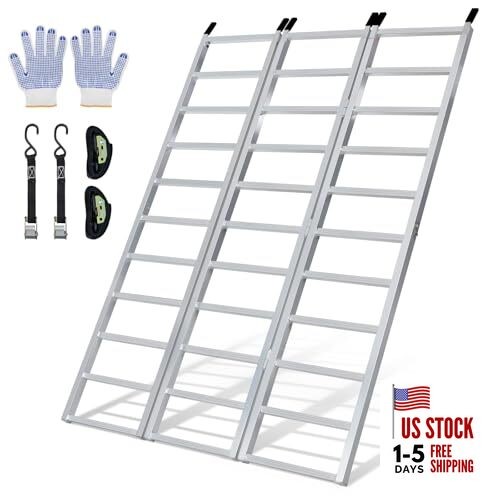 Aluminum Loading Ramp 77" x 54" Ultra-Wide, 1800LBS Capacity, Aluminum Tri 