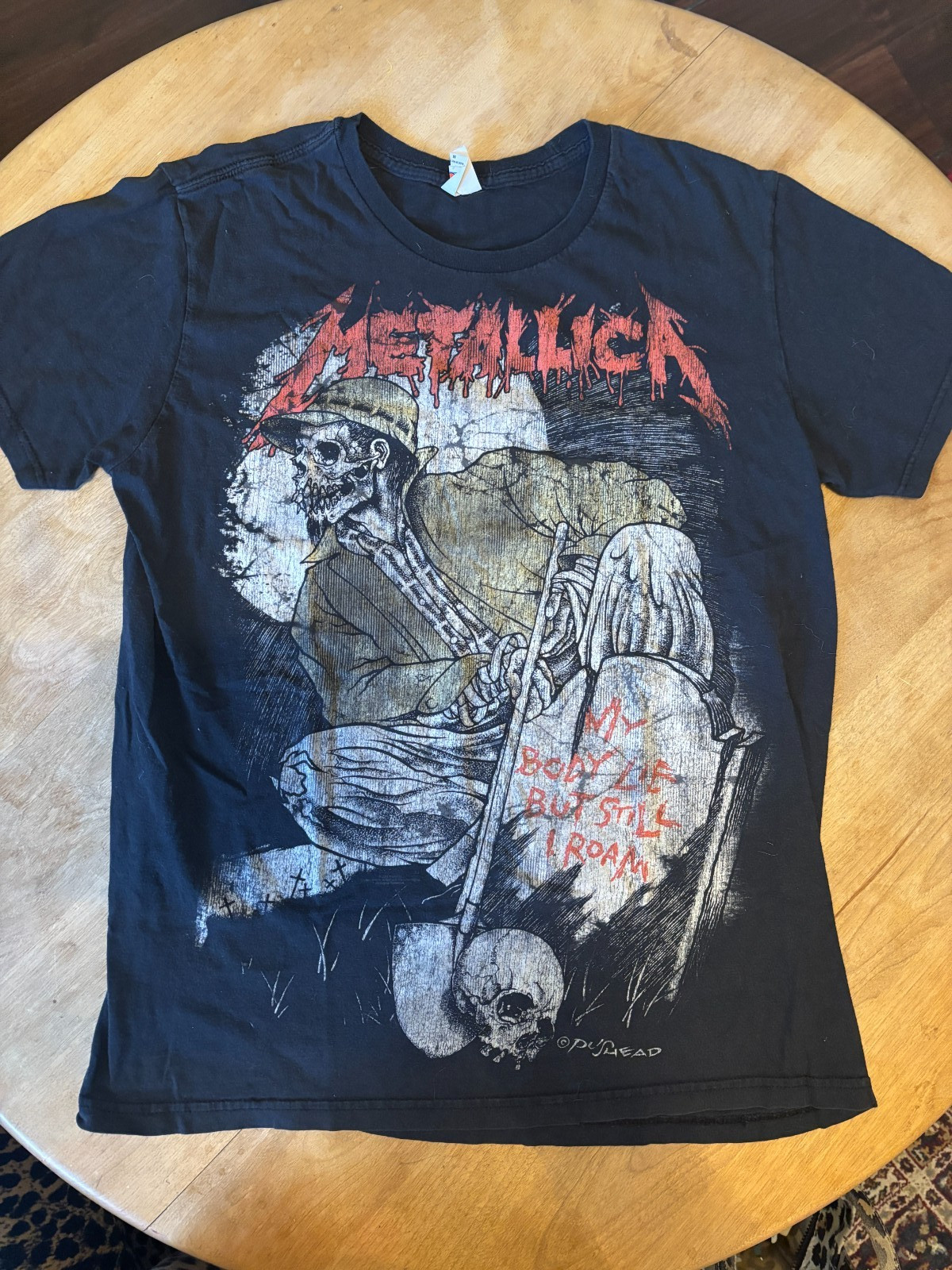 Vintage Metallica T Shirt Size M Black 90s Pushead My Body Lie But Still I Roam